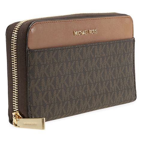 michael kors brown and white wallet|Michael Kors signature wallet brown.